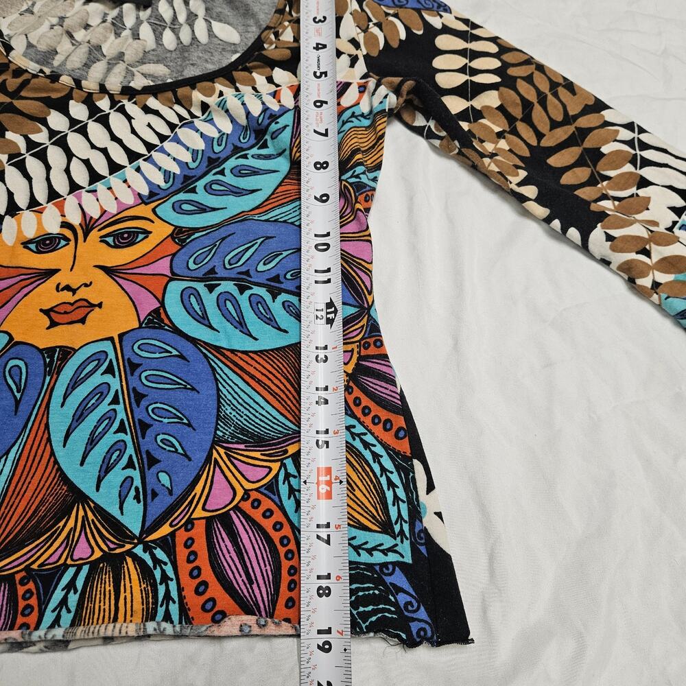 Euro Bell Sleeve Graphic Top Boho Made In Italy - Small - Picture 6 of 6